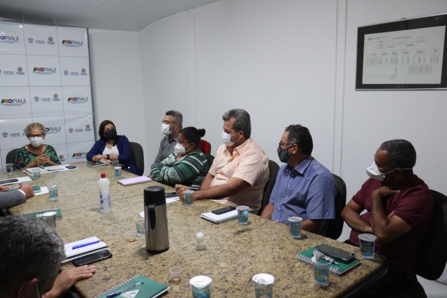 Regina Sousa e Franz Silva em reunio no Emater Piau